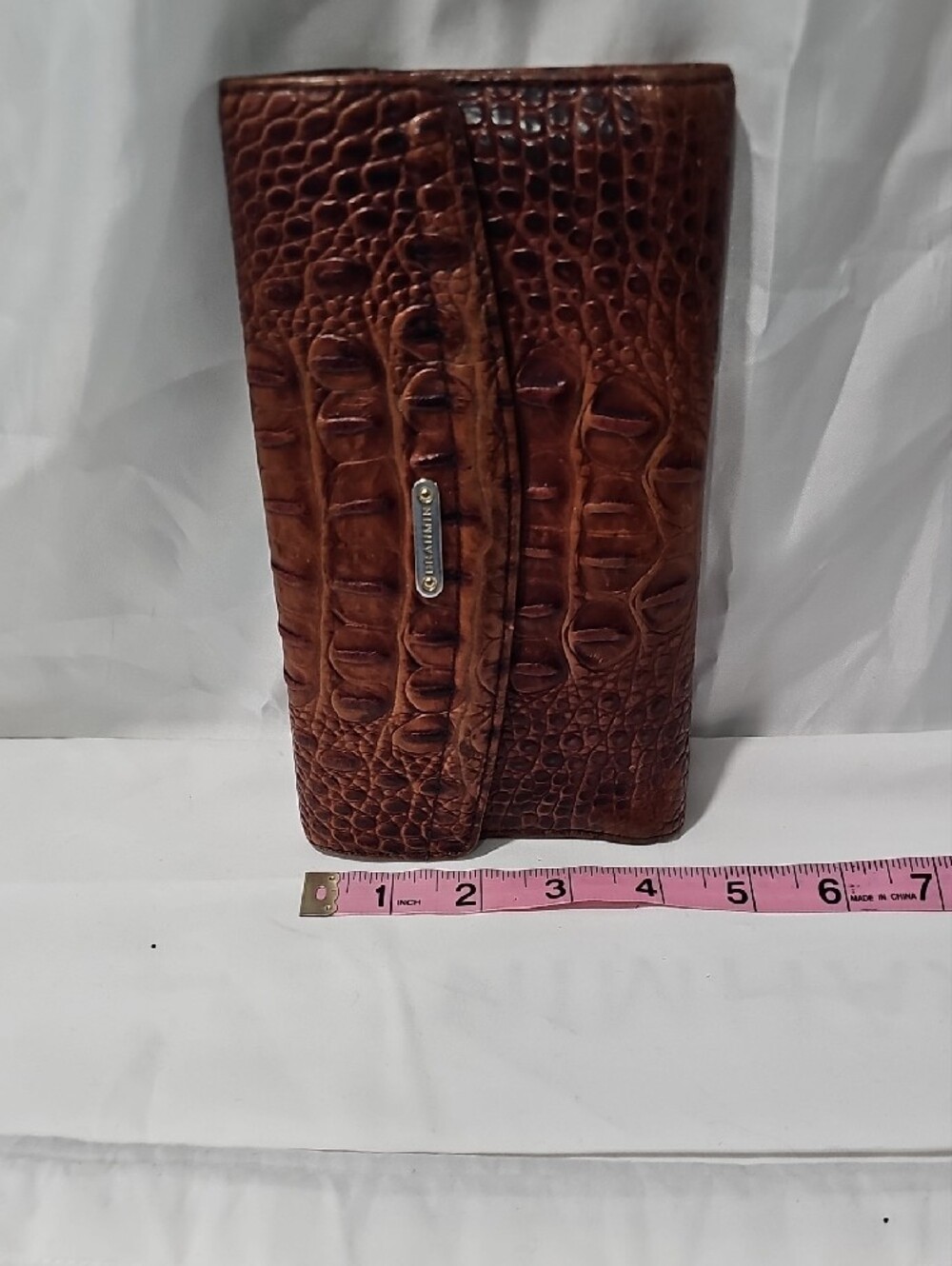 Brahmin Chestnut Croc-Embossed Leather Fold-Over Wallet - Picture 10 of 11